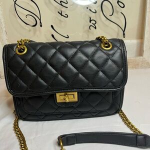 Quilted Black Leather Shoulder Bag